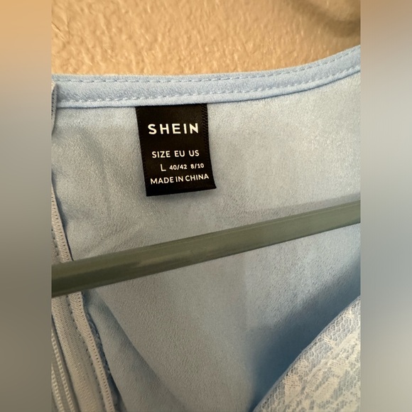 Women’s SHEIN size large long lace baby blue dress - Picture 2 of 10